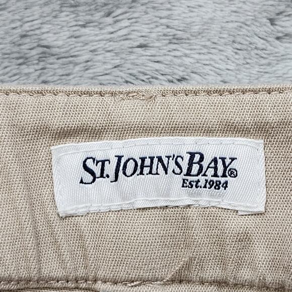 Vintage St Johns Bay Pants Womens 10 Tan Khaki Mid Rise Capri Office Preppy - Picture 4 of 12